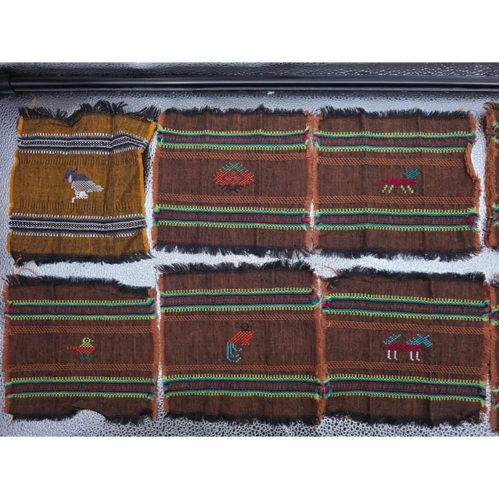 12 Zapotec Wool Coasters 5x5 Handwoven‎ Southwestern Mug Rugs Animal Geometric